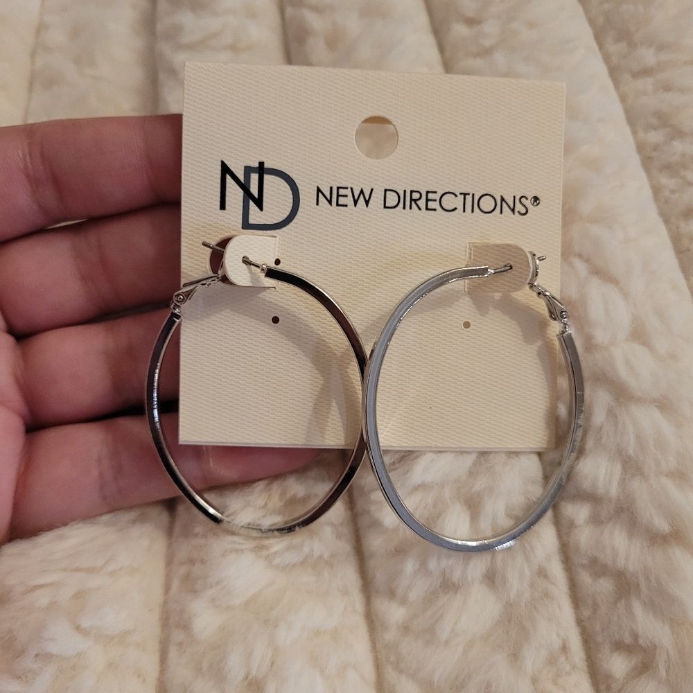 New Directions Silver Hoop Earrings